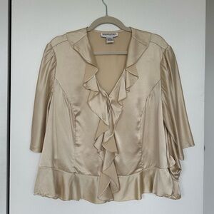 Vintage Upcycled Bloomingdale’s Champagne Ruffled Satin Blouse